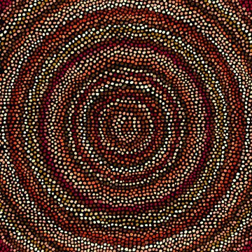 Irregular polka dots seamless pattern in african style on black background. Tribal art print.