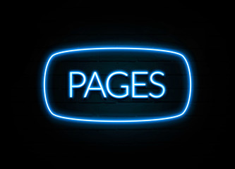 Pages  - colorful Neon Sign on brickwall