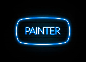 Painter  - colorful Neon Sign on brickwall