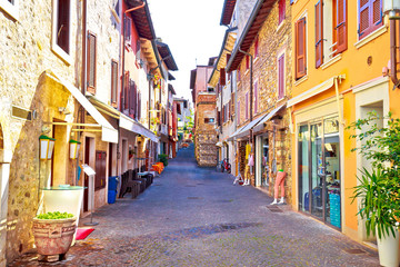 Lago di Garda town of Sirmione colorful street view