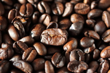 Naklejka premium Espresso beans. Close up shot. Macro.