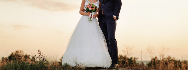 bride and groom walking