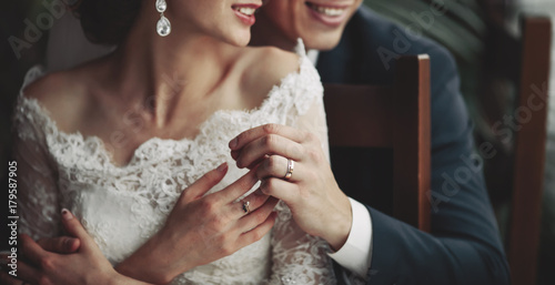 happy wedding, bride and groom together