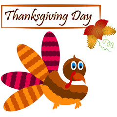 Turkey isolated on white background, Thanksgiving day, Vector illustration
