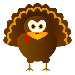 Turkey isolated on white background, Thanksgiving day, Vector illustration