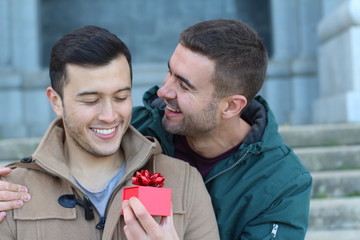 Lovely same sex couple sharing affection
