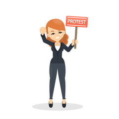 Isolated woman with protest.