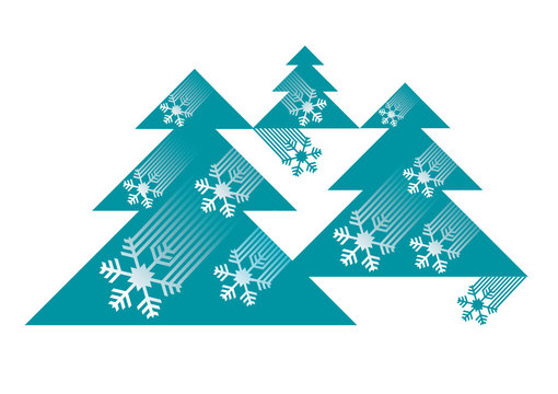 Christmas trees with snowflakes.
Geometry Stylized spruce with Snowflakes. Vector available. isk