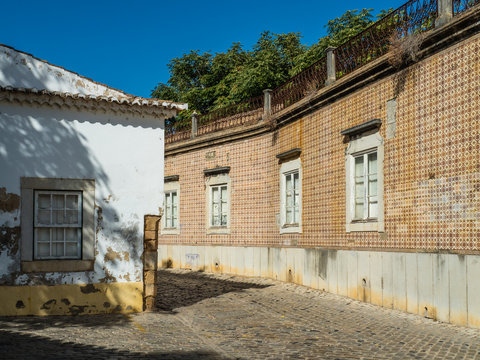 Typical traditional ceramic tiles "azulejos" from the Algarve