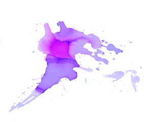 Colorful abstract watercolor texture stain with splashes and spatters. Modern creative watercolor background for trendy design.