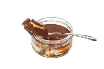 Chocolate cheesecake in a jar