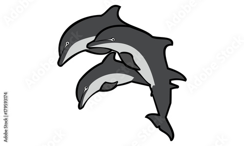"silhouette of the dolphins" Stock image and royalty-free vector files