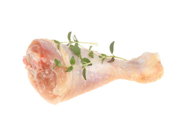 Raw drumstick with thyme