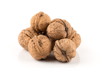 Walnut nut on white