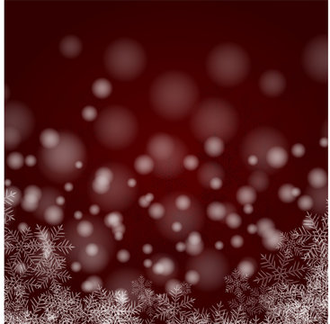 Beautiful image of Christmas. White snowflakes on a claret background. New Year`s vector illustration.