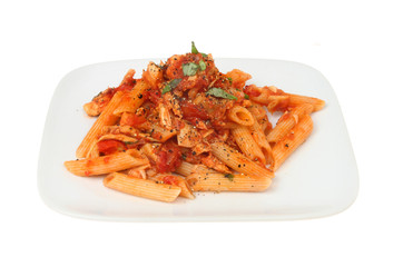 Penne pasta and sauce