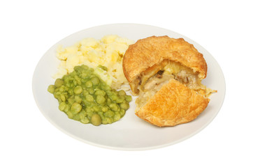 Chicken pie and veg
