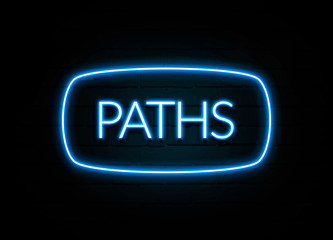 Paths  - colorful Neon Sign on brickwall
