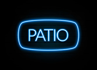 Patio  - colorful Neon Sign on brickwall