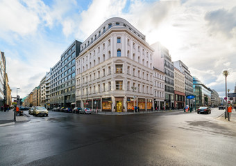 Fototapeta na wymiar Crossroads shopping streets in Berlin.