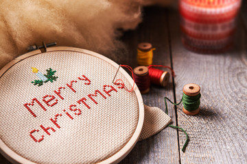 embroidered Merry christmas