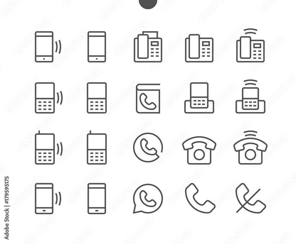Poster phones ui pixel perfect well-crafted vector thin line icons 48x48 ready for 24x24 grid for web graph