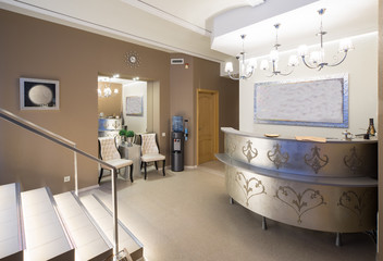 Spa salon, massage. Interior. Reception.