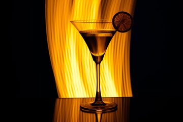 silhouette of  glass in  nightclub