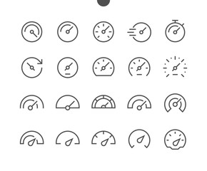 Speedometer UI Pixel Perfect Well-crafted Vector Thin Line Icons 48x48 Ready for 24x24 Grid for Web Graphics and Apps with Editable Stroke. Simple Minimal Pictogram