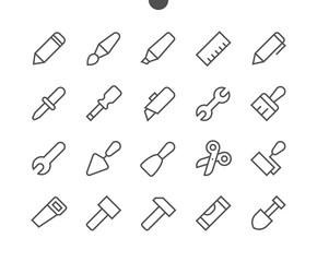 Tools Pixel Perfect Well-crafted Vector Thin Line Icons 48x48 Ready for 24x24 Grid for Web Graphics and Apps with Editable Stroke. Simple Minimal Pictogram