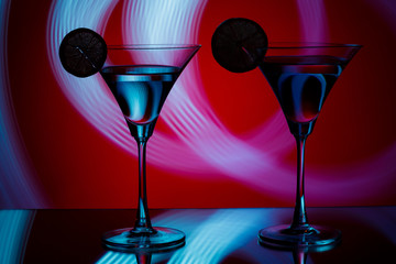 silhouette of  glasses in  nightclub