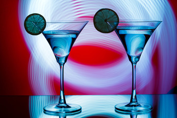 silhouette of  glasses in  nightclub