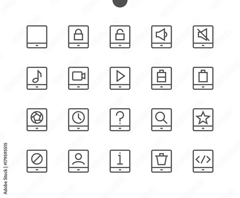 Poster tablet ui pixel perfect well-crafted vector thin line icons 48x48 ready for 24x24 grid for web graph