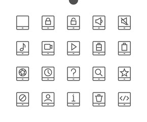 Tablet UI Pixel Perfect Well-crafted Vector Thin Line Icons 48x48 Ready for 24x24 Grid for Web Graphics and Apps with Editable Stroke. Simple Minimal Pictogram