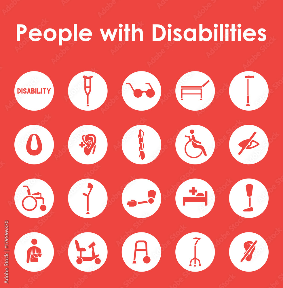 Canvas Prints set of people with disabilities simple icons
