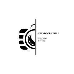 Abstract camera logo vector design template for professional photographer or photo studio