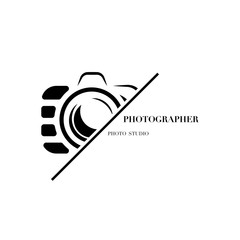 Abstract camera logo vector design template for professional photographer or photo studio