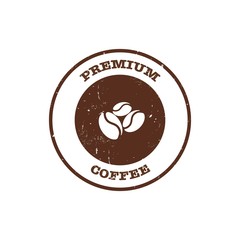 Coffee bean stamp with text premium coffee