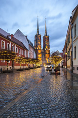 Naklejka premium Ostrów Tumski, a historic district of Wroclaw with medieval churches.