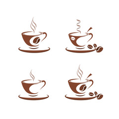 Coffee cup, hot drink logo design template for coffee house, restaurant menu, banner