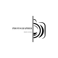 Abstract camera logo vector design template for professional photographer or photo studio
