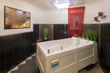 Bathroom with bath in spa saloon. Interior.