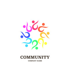 Global community,teamwork or social network people icon, logo