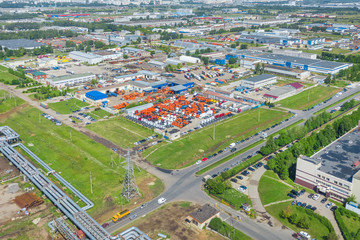 Top view of the parking for trucks