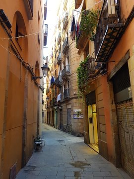 street in Barcelona in the gothic quarter/ Borne/raval/vella