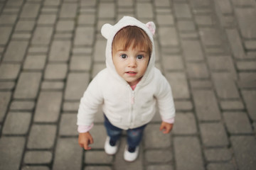 cute little girl in hood with ears