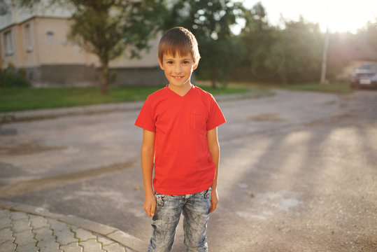 portrait of happy little boy outdoors