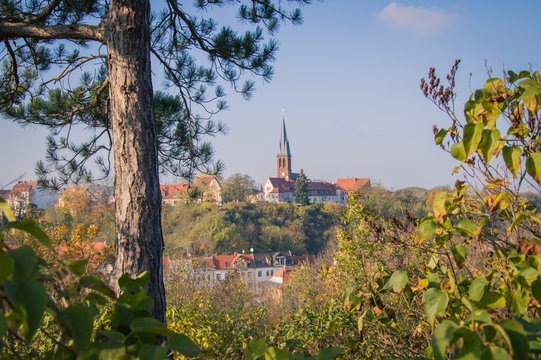 Idyllic view  of Halle (Saale), Germany on a sunny day in Autumn