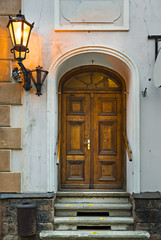 Fototapeta na wymiar Entrance to old building, Europe 