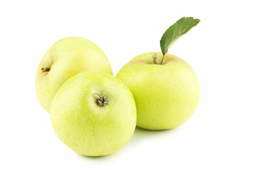 Ripe green apples isolated on white